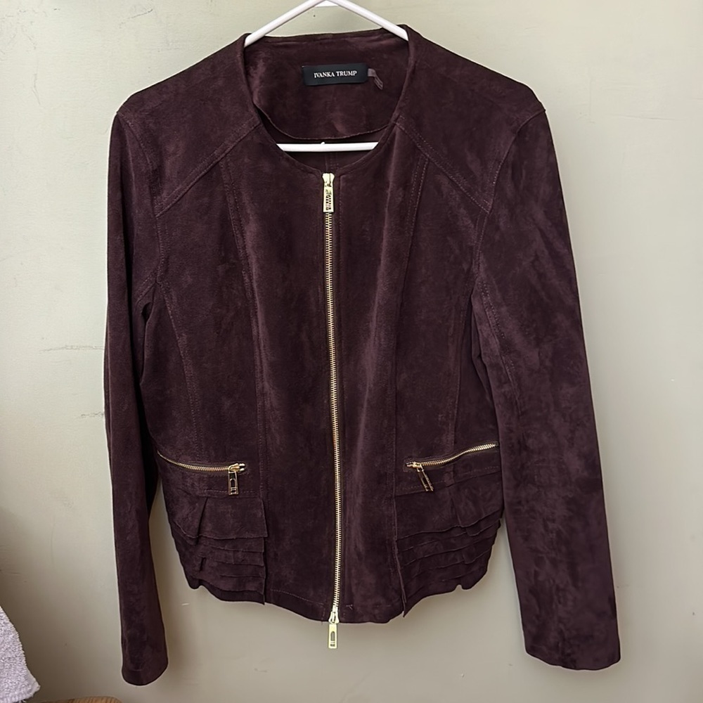 Ivanka Trump  Full Zip Blazer Faux Suede jacket size L